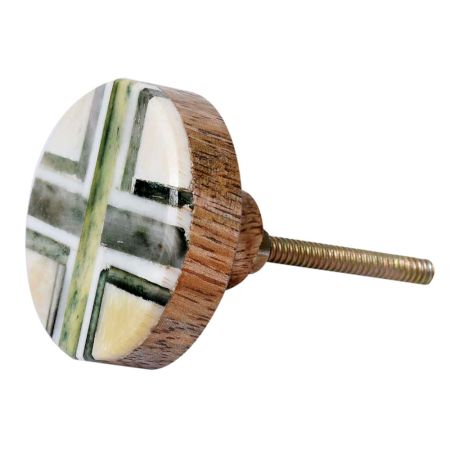 Olive Green Round Bone Horn Cabinet Wooden Knob